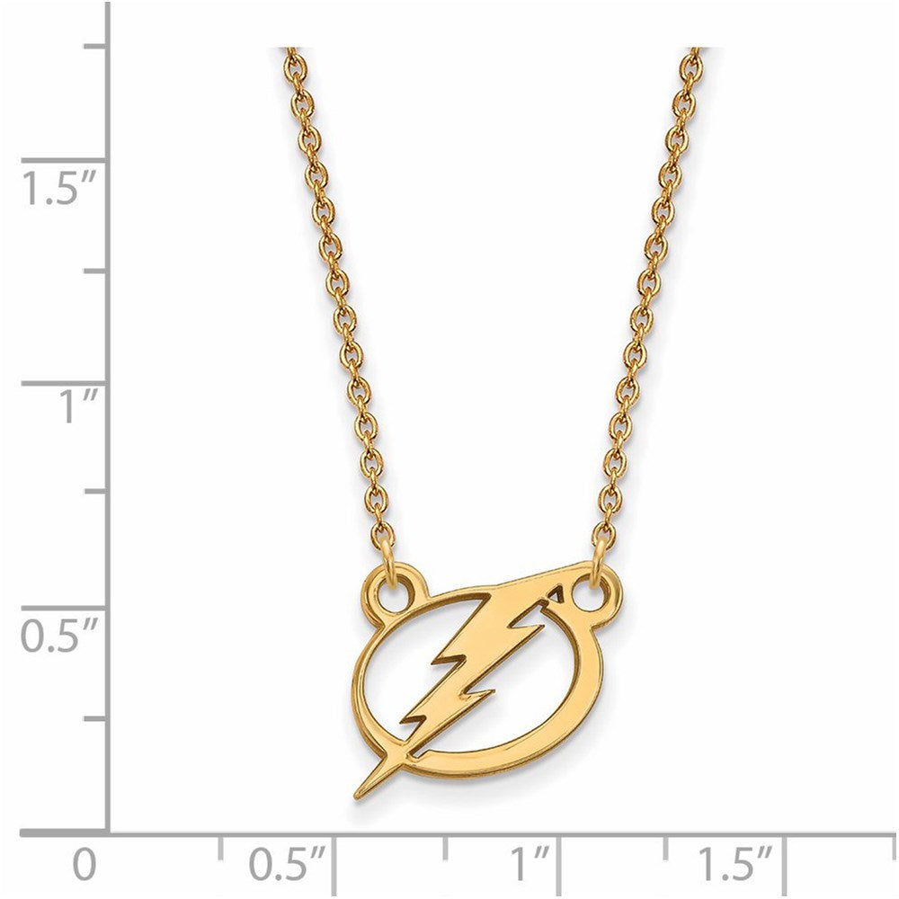 Alternate view of the 10k Yellow Gold NHL Tampa Bay Lightning Small Necklace, 18 Inch by The Black Bow Jewelry Co.