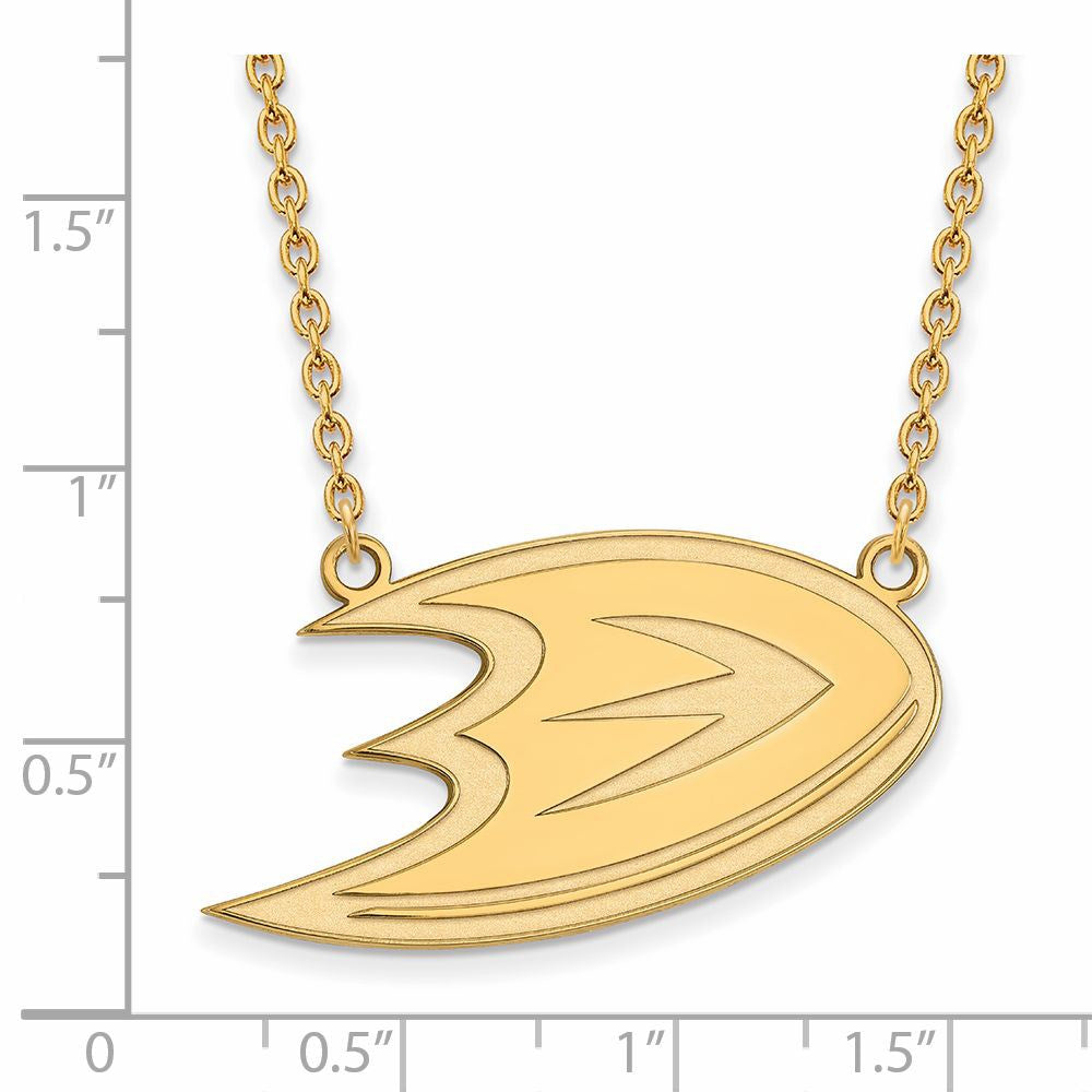 Alternate view of the 10k Yellow Gold NHL Anaheim Ducks Large Necklace, 18 Inch by The Black Bow Jewelry Co.