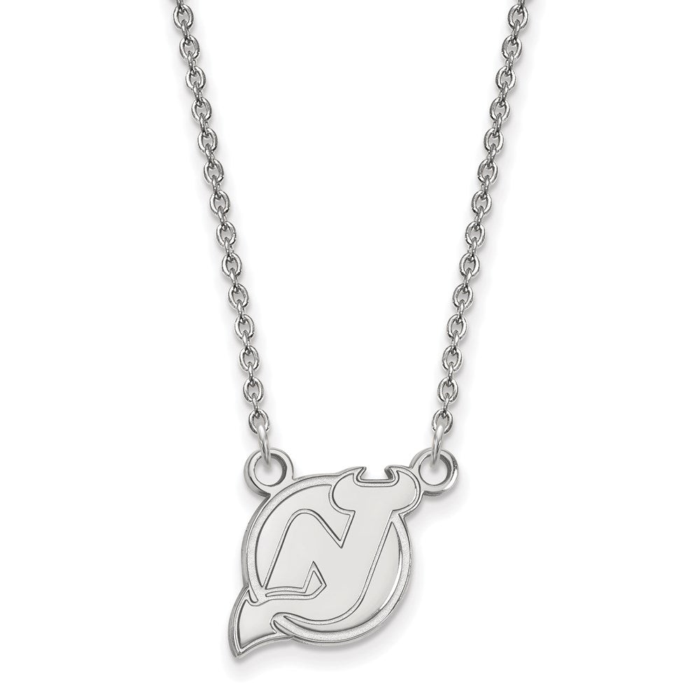 14k White Gold NHL New Jersey Devils Small Necklace, 18 Inch, Item N22419 by The Black Bow Jewelry Co.