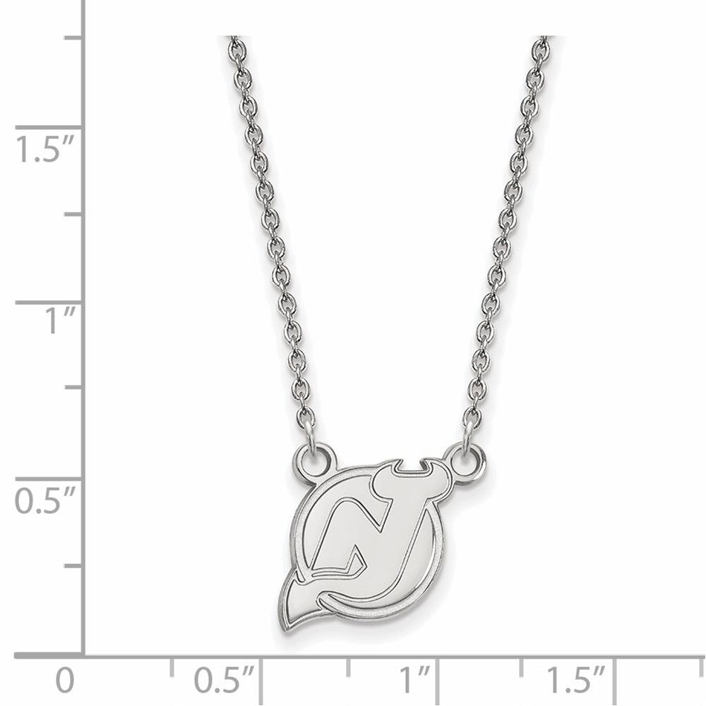Alternate view of the 14k White Gold NHL New Jersey Devils Small Necklace, 18 Inch by The Black Bow Jewelry Co.