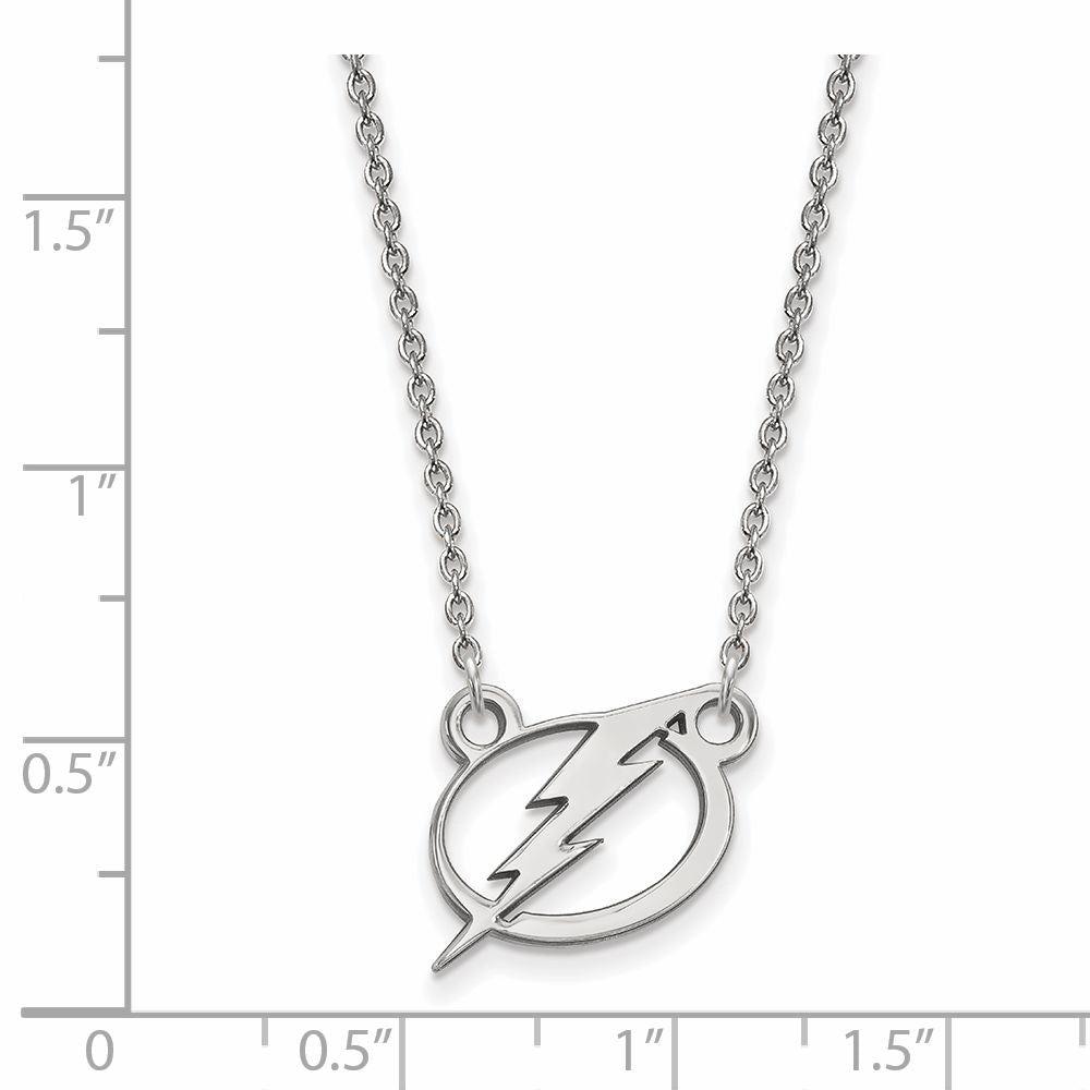 Alternate view of the 14k White Gold NHL Tampa Bay Lightning Small Necklace, 18 Inch by The Black Bow Jewelry Co.