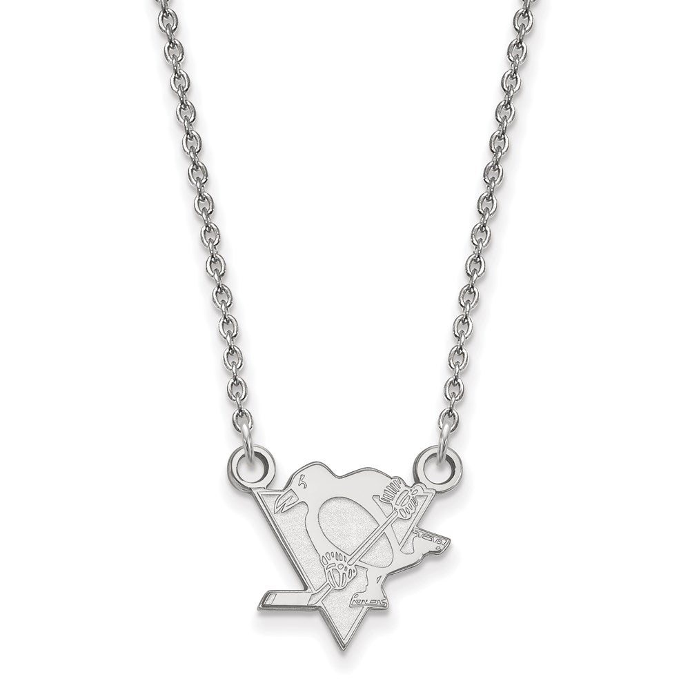 14k White Gold NHL Pittsburgh Penguins Small Necklace, 18 Inch, Item N22433 by The Black Bow Jewelry Co.