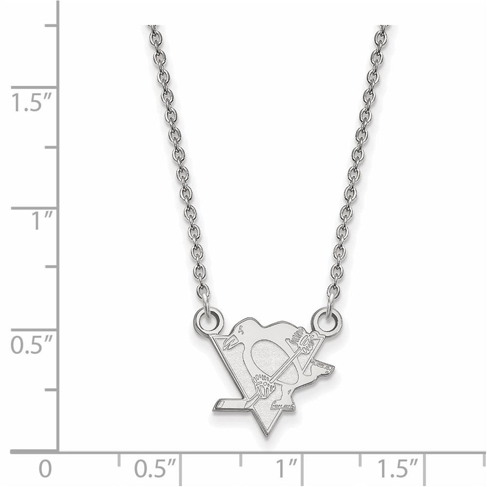 Alternate view of the 14k White Gold NHL Pittsburgh Penguins Small Necklace, 18 Inch by The Black Bow Jewelry Co.