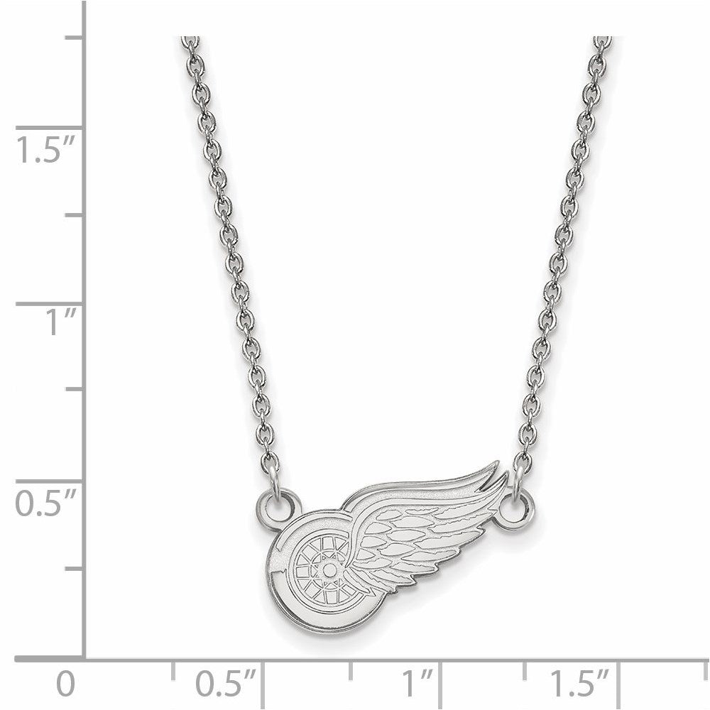 Alternate view of the 14k White Gold NHL Detroit Red Wings Small Necklace, 18 Inch by The Black Bow Jewelry Co.