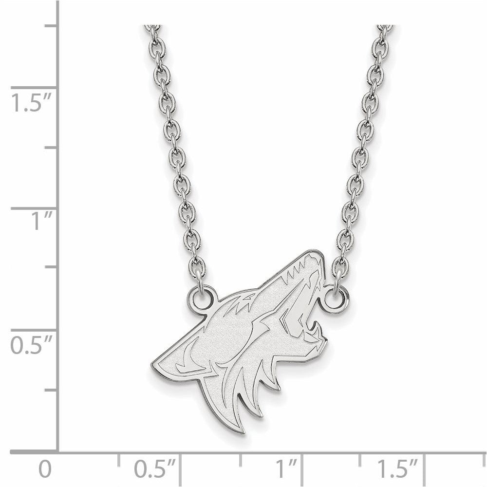 Alternate view of the 14k White Gold NHL Arizona Coyotes Large Necklace, 18 Inch by The Black Bow Jewelry Co.