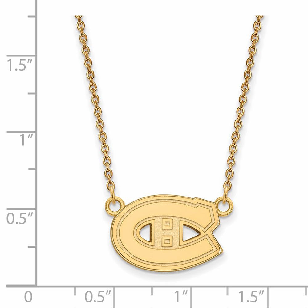 Alternate view of the 14k Yellow Gold NHL Montreal Canadiens Small Necklace, 18 Inch by The Black Bow Jewelry Co.