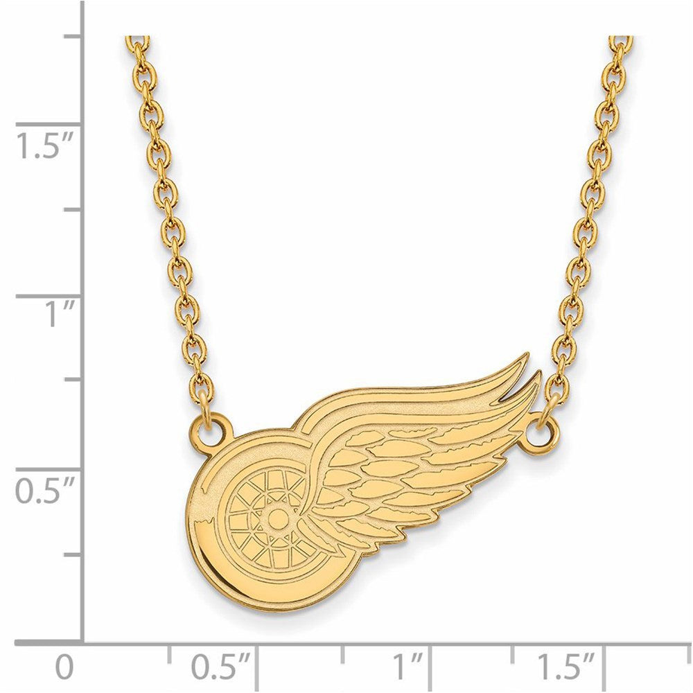Alternate view of the 14k Yellow Gold NHL Detroit Red Wings Large Necklace, 18 Inch by The Black Bow Jewelry Co.