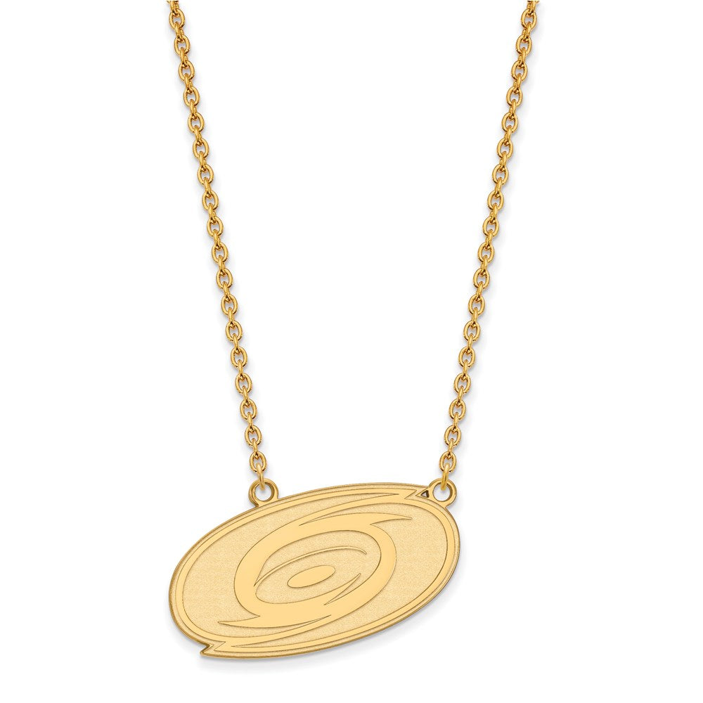SS 14k Yellow Gold Plated NHL Carolina Hurricanes LG Necklace, 18 Inch, Item N22555 by The Black Bow Jewelry Co.