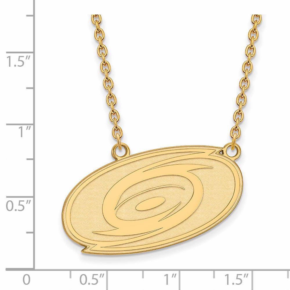 Alternate view of the SS 14k Yellow Gold Plated NHL Carolina Hurricanes LG Necklace, 18 Inch by The Black Bow Jewelry Co.