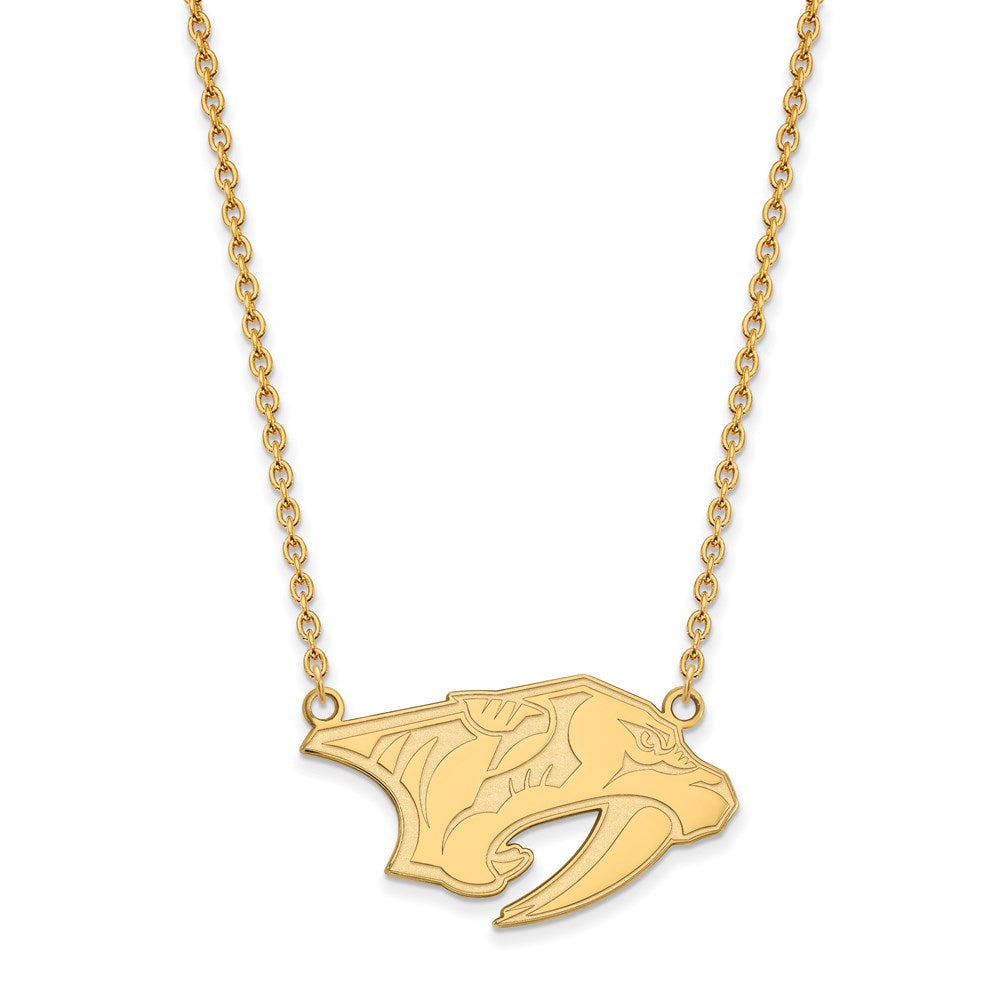 SS 14k Yellow Gold Plated NHL Nashville Predators LG Necklace, 18 Inch, Item N22557 by The Black Bow Jewelry Co.