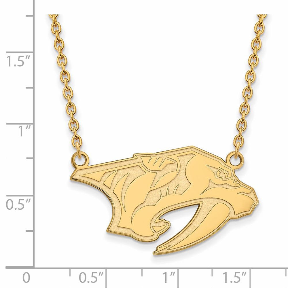 Alternate view of the SS 14k Yellow Gold Plated NHL Nashville Predators LG Necklace, 18 Inch by The Black Bow Jewelry Co.