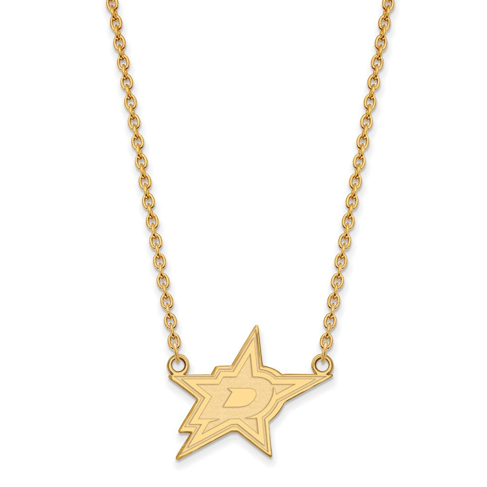SS 14k Yellow Gold Plated NHL Dallas Stars Large Necklace, 18 Inch, Item N22559 by The Black Bow Jewelry Co.