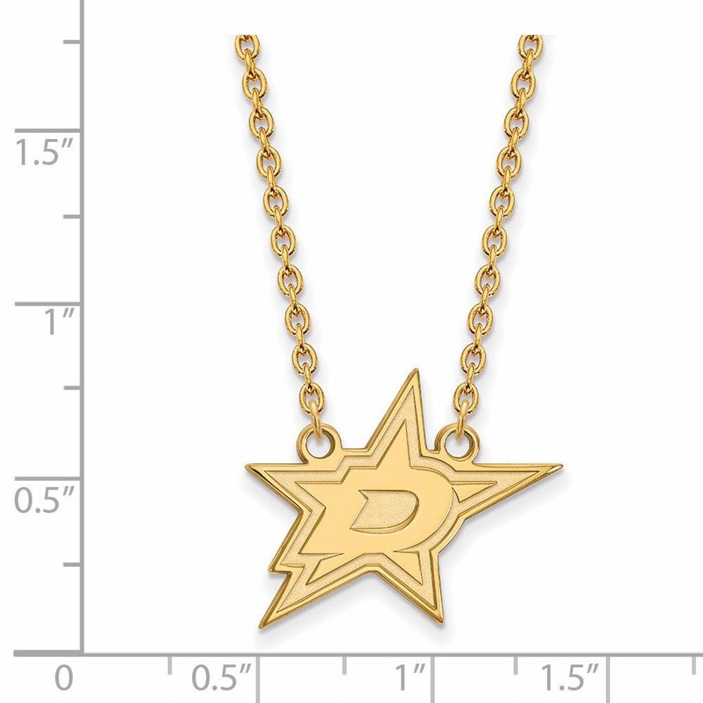 Alternate view of the SS 14k Yellow Gold Plated NHL Dallas Stars Large Necklace, 18 Inch by The Black Bow Jewelry Co.