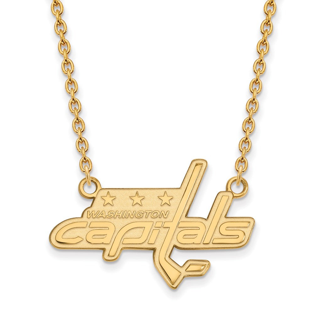 SS 14k Yellow Gold Plated NHL Washington Capitals LG Necklace, 18 Inch, Item N22561 by The Black Bow Jewelry Co.