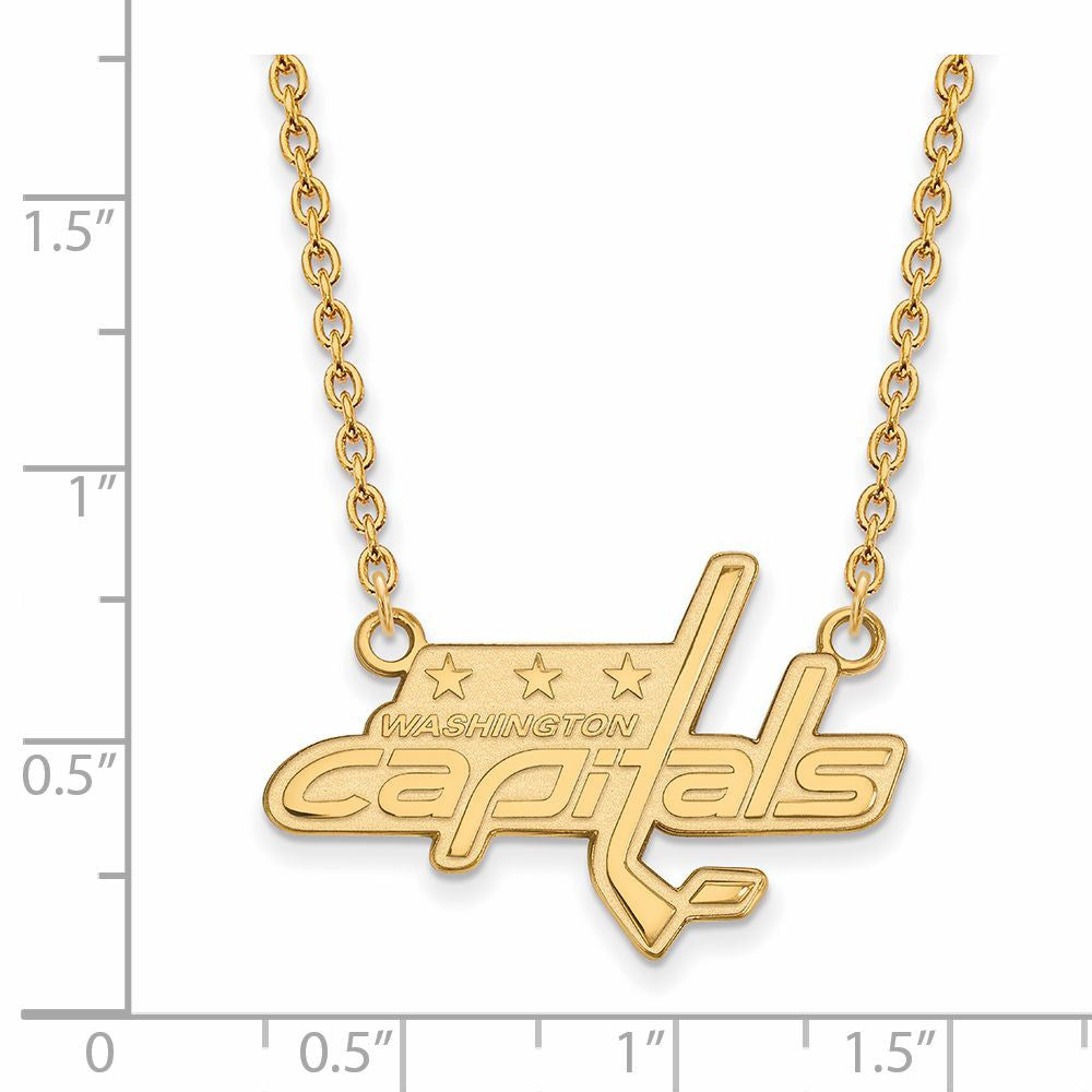 Alternate view of the SS 14k Yellow Gold Plated NHL Washington Capitals LG Necklace, 18 Inch by The Black Bow Jewelry Co.