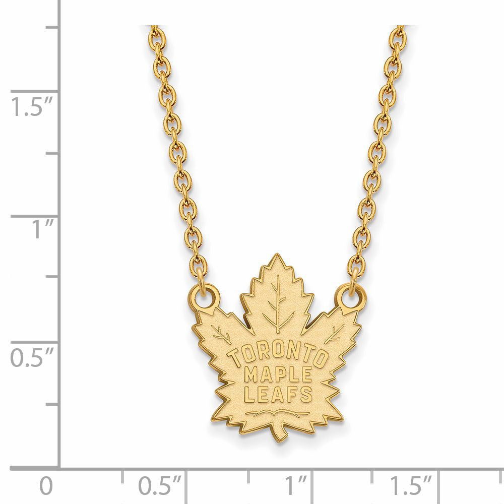 Alternate view of the SS 14k Yellow Gold Plated NHL Toronto Maple Leafs LG Necklace, 18 Inch by The Black Bow Jewelry Co.