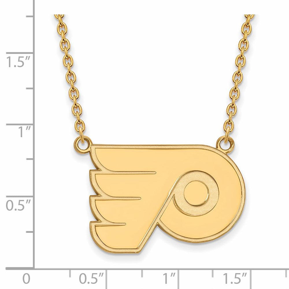 Alternate view of the SS 14k Yellow Gold Plated NHL Philadelphia Flyers LG Necklace, 18 Inch by The Black Bow Jewelry Co.