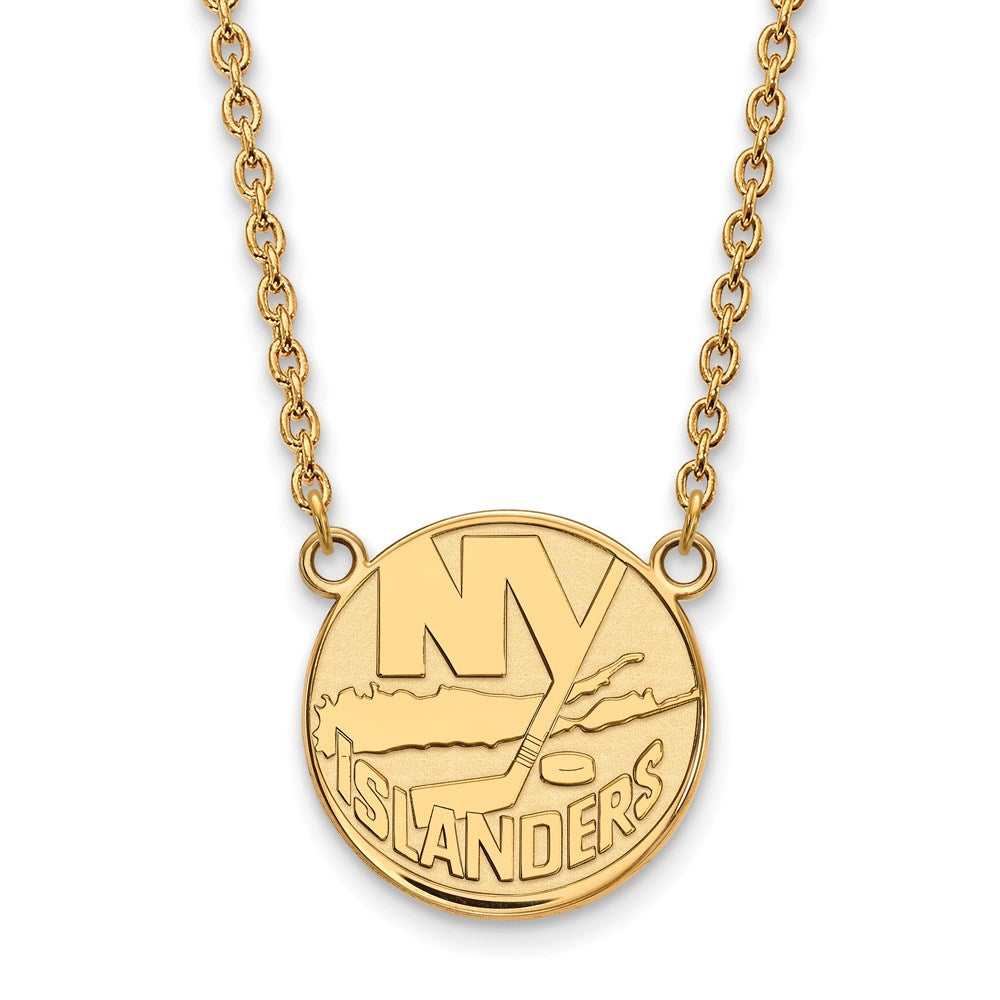 SS 14k Yellow Gold Plated NHL New York Islanders LG Necklace, 18 Inch, Item N22569 by The Black Bow Jewelry Co.
