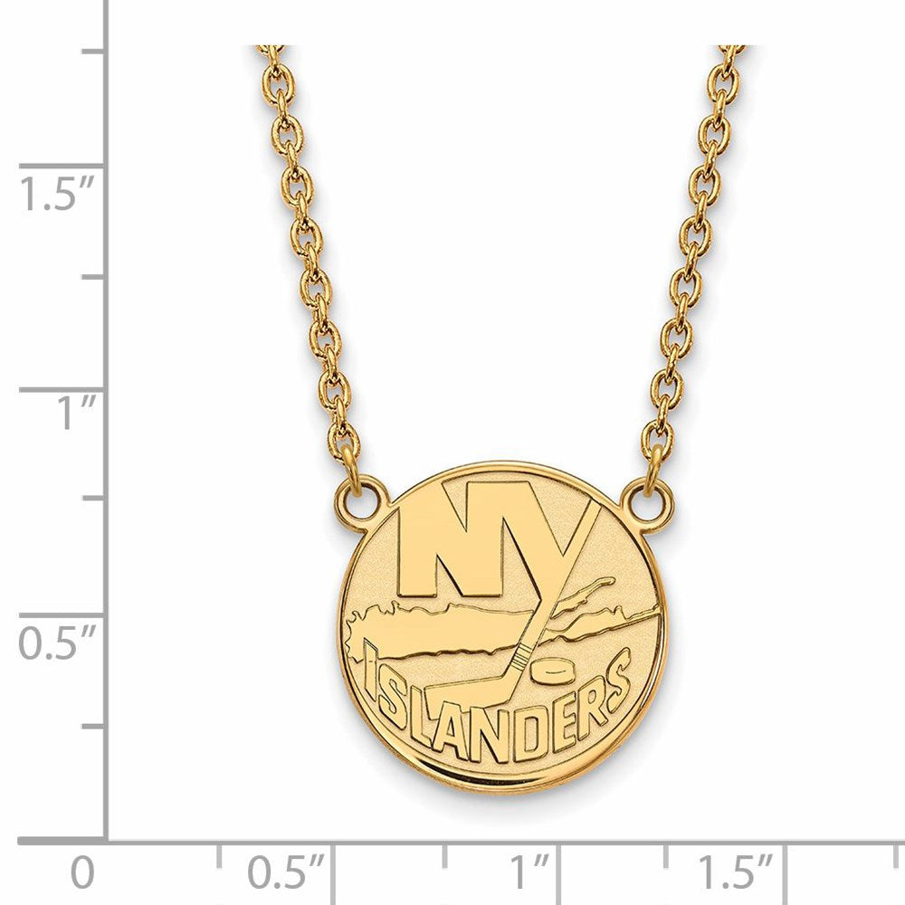 Alternate view of the SS 14k Yellow Gold Plated NHL New York Islanders LG Necklace, 18 Inch by The Black Bow Jewelry Co.