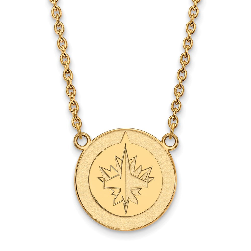 SS 14k Yellow Gold Plated NHL Winnipeg Jets Large Necklace, 18 Inch, Item N22570 by The Black Bow Jewelry Co.