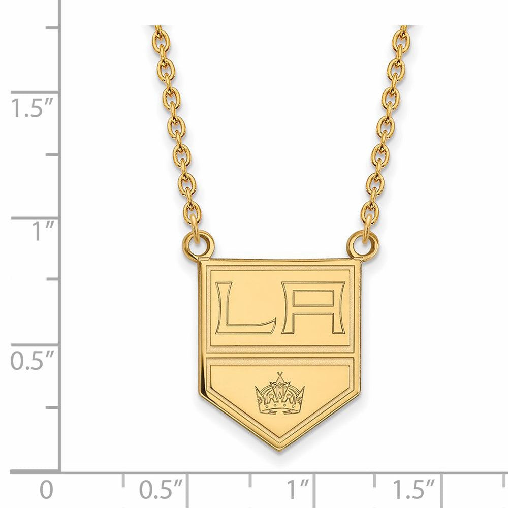 Alternate view of the SS 14k Yellow Gold Plated NHL Los Angeles Kings LG Necklace, 18 Inch by The Black Bow Jewelry Co.
