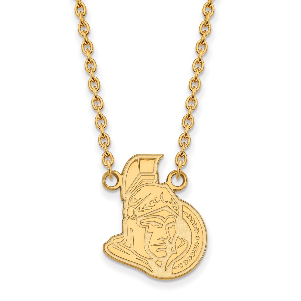 SS 14k Yellow Gold Plated NHL Ottawa Senators Large Necklace, 18 Inch, Item N22575 by The Black Bow Jewelry Co.