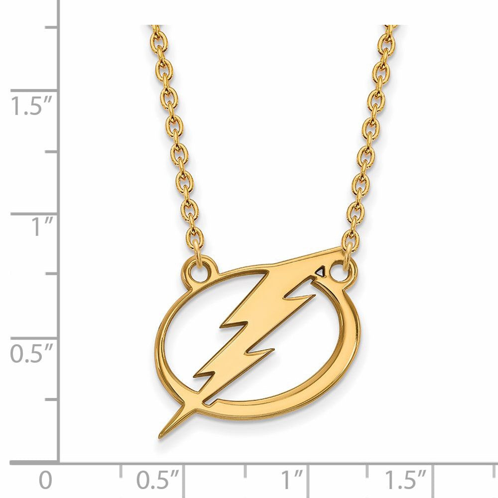 Alternate view of the SS 14k Yellow Gold Plated NHL Tampa Bay Lightning LG Necklace, 18 Inch by The Black Bow Jewelry Co.