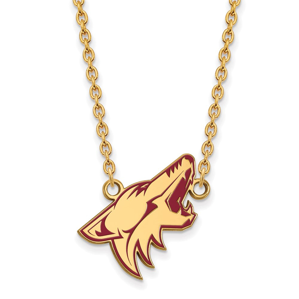 SS 14k Yellow Gold Plated NHL Coyotes LG Enamel Necklace, 18 Inch, Item N22588 by The Black Bow Jewelry Co.