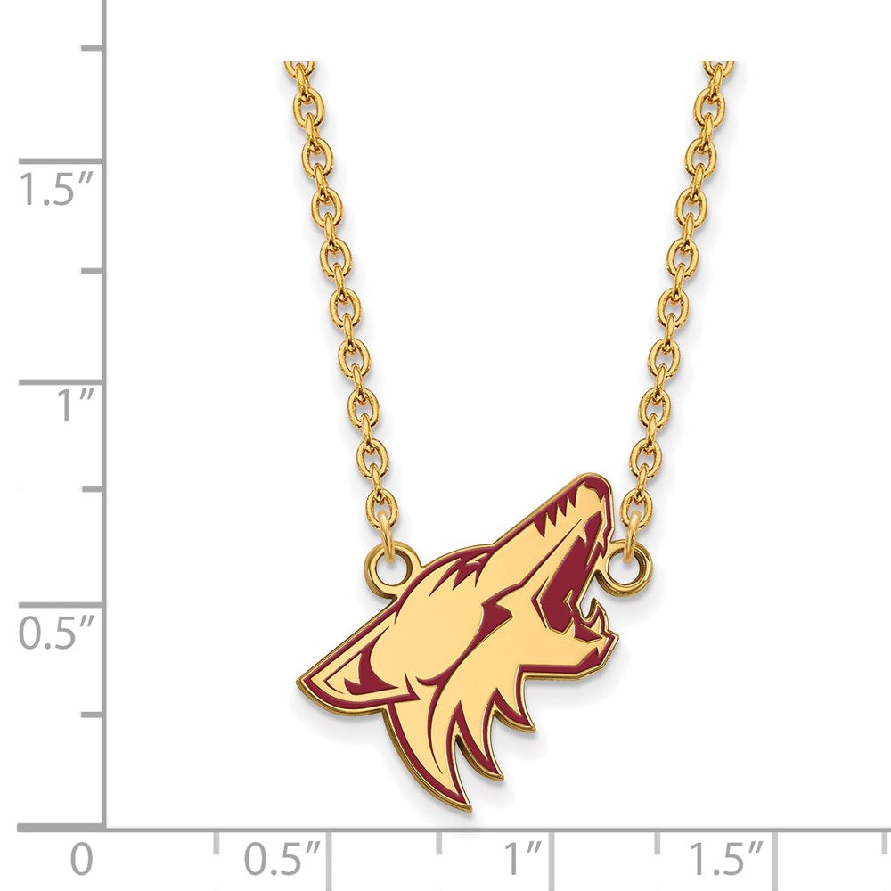 Alternate view of the SS 14k Yellow Gold Plated NHL Coyotes LG Enamel Necklace, 18 Inch by The Black Bow Jewelry Co.