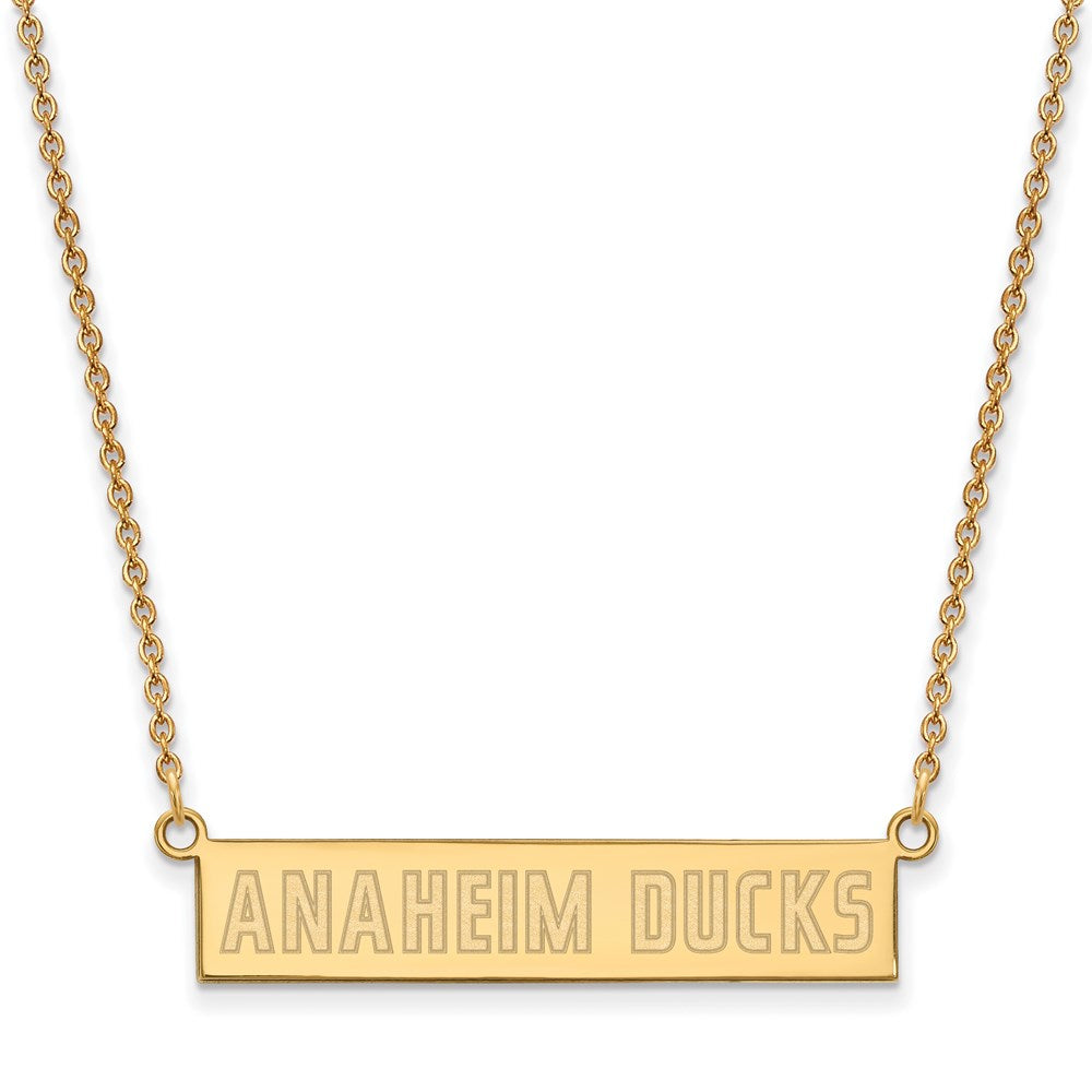 SS 14k Yellow Gold Plated NHL Anaheim Ducks SM Bar Necklace, 18 Inch, Item N22630 by The Black Bow Jewelry Co.