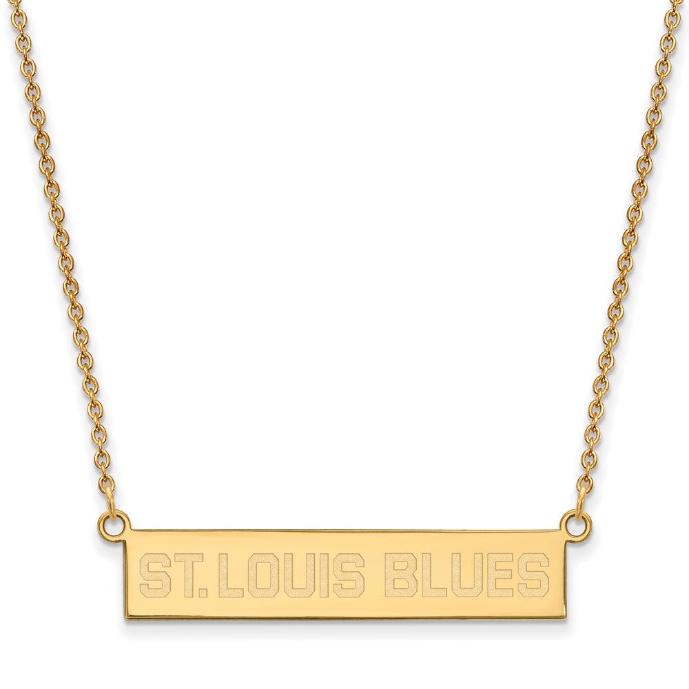 St. Louis Blues Large (3/4 Inch) Enamel Pendant w/Necklace (Gold Plated)  Metal