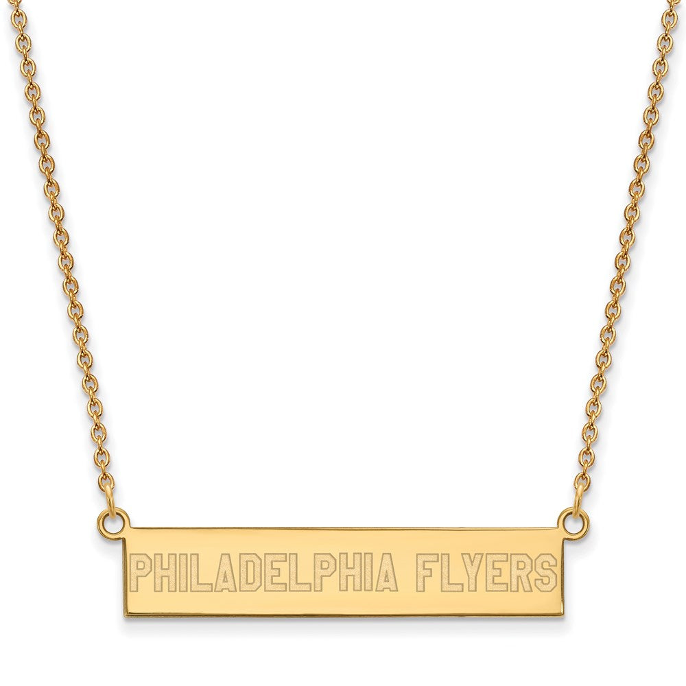 SS 14k Yellow Gold Plated NHL Flyers SM Bar Necklace, 18 Inch, Item N22633 by The Black Bow Jewelry Co.