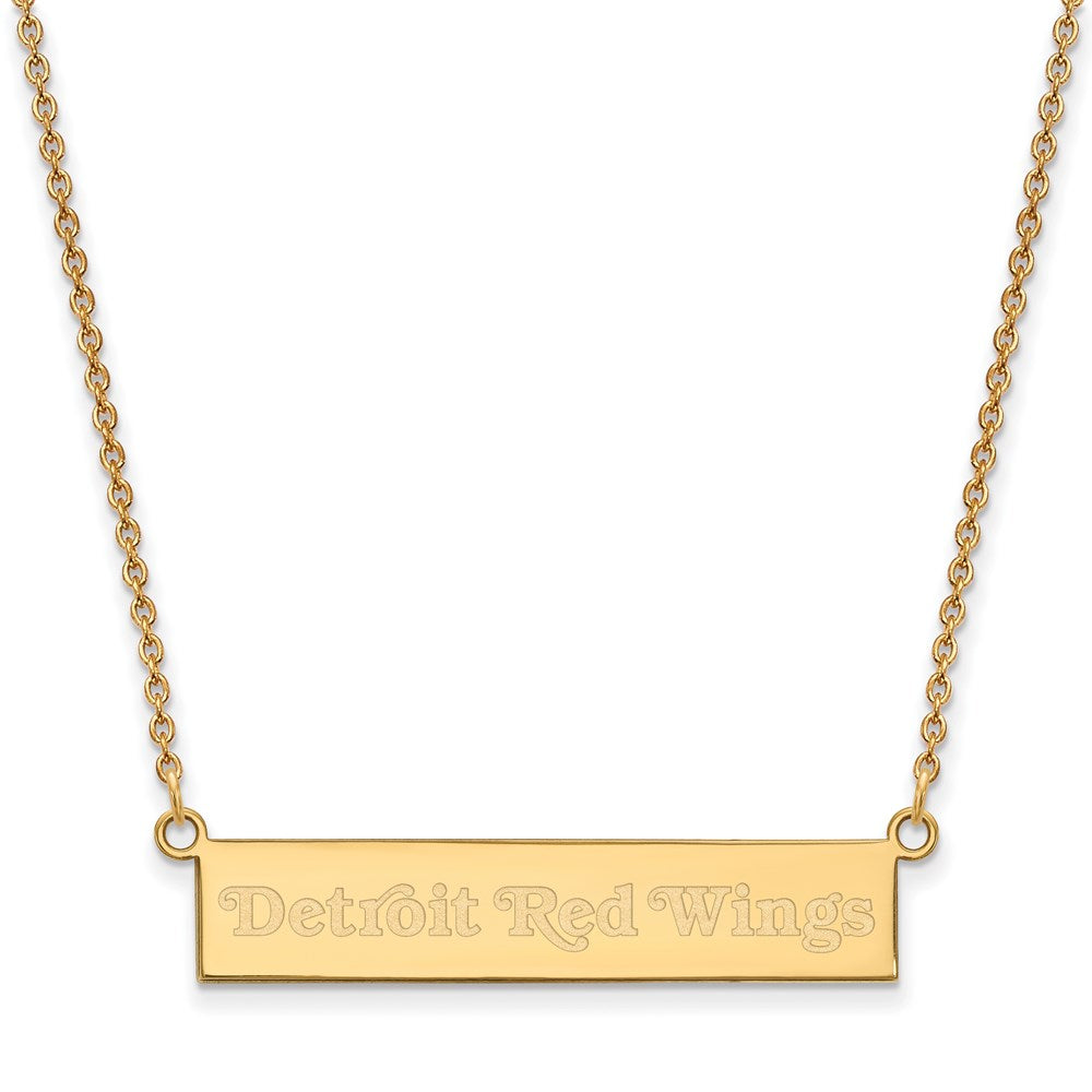 SS 14k Yellow Gold Plated NHL Detroit Red Wings SM Bar Necklace, 18 In, Item N22641 by The Black Bow Jewelry Co.