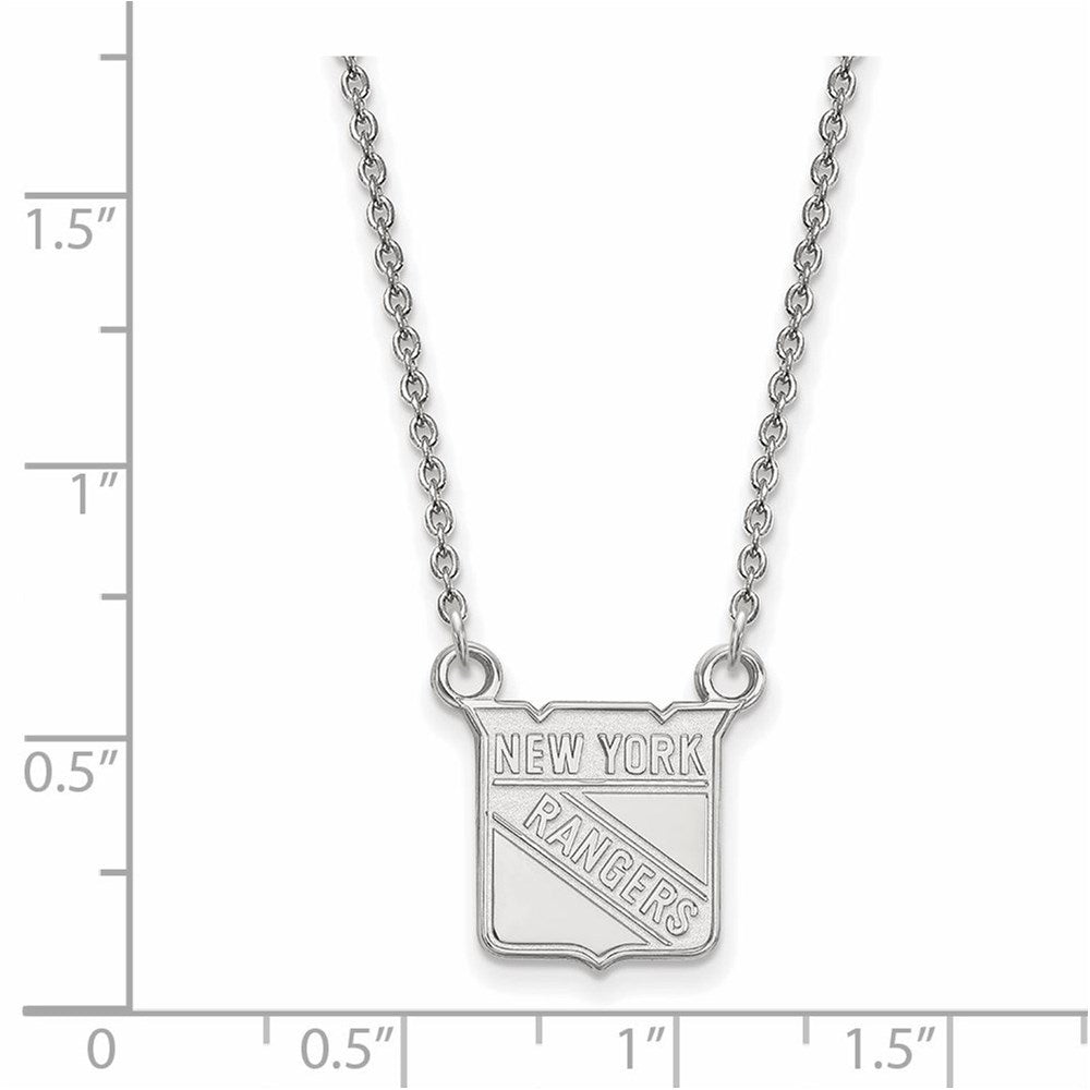 Alternate view of the Sterling Silver NHL New York Rangers Small Necklace, 18 Inch by The Black Bow Jewelry Co.