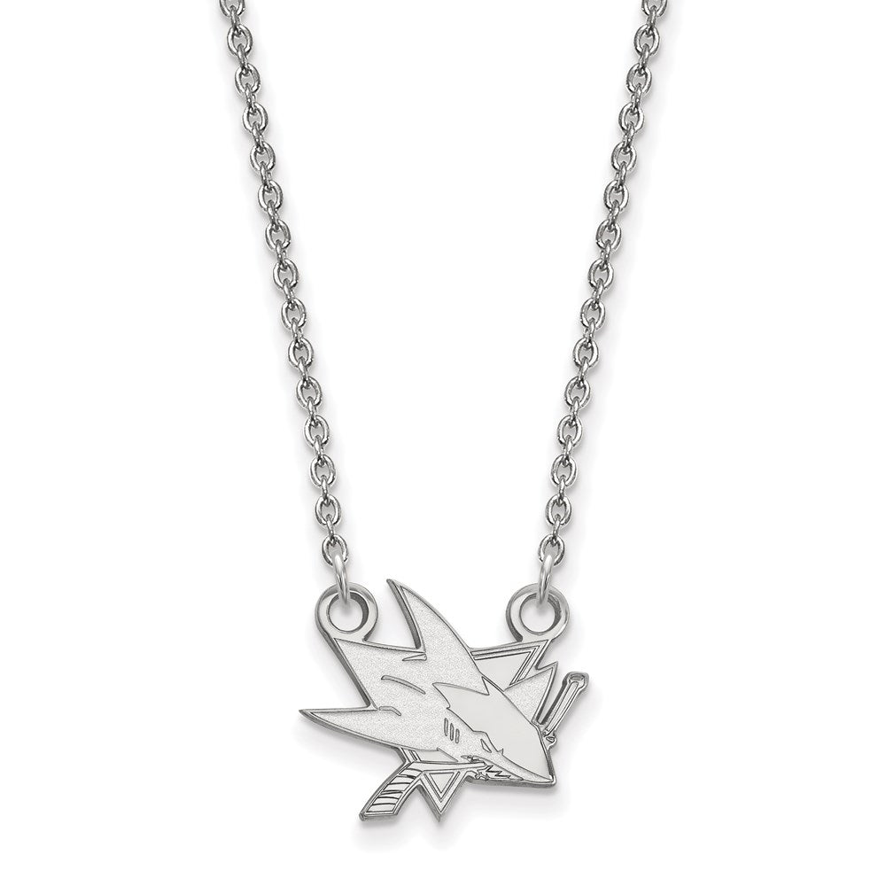 Sterling Silver NHL San Jose Sharks Small Necklace, 18 Inch, Item N22668 by The Black Bow Jewelry Co.