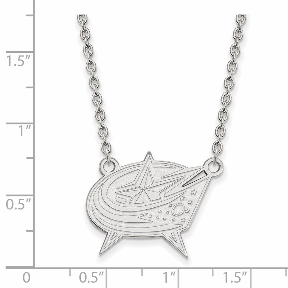 Alternate view of the Sterling Silver NHL Columbus Blue Jackets LG Necklace, 18 In by The Black Bow Jewelry Co.