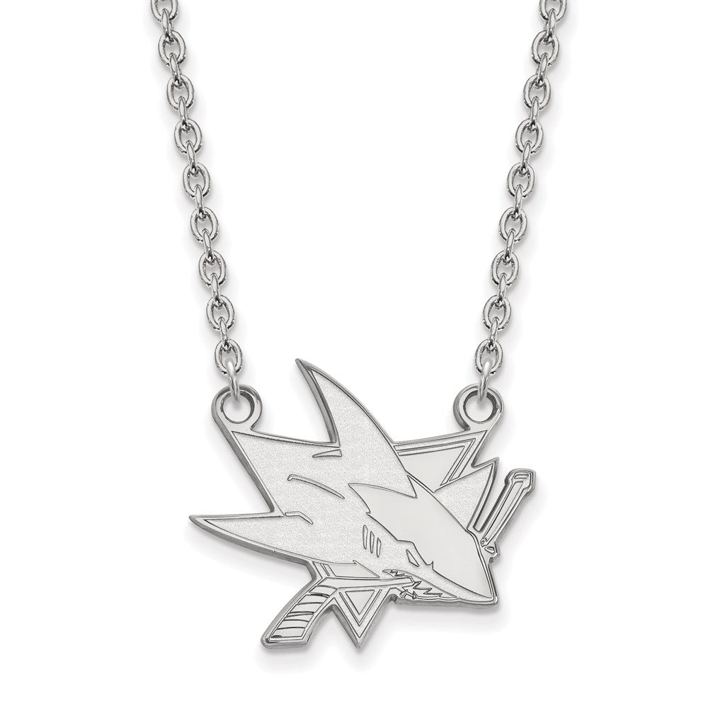 Sterling Silver NHL San Jose Sharks Large Necklace, 18 Inch, Item N22703 by The Black Bow Jewelry Co.