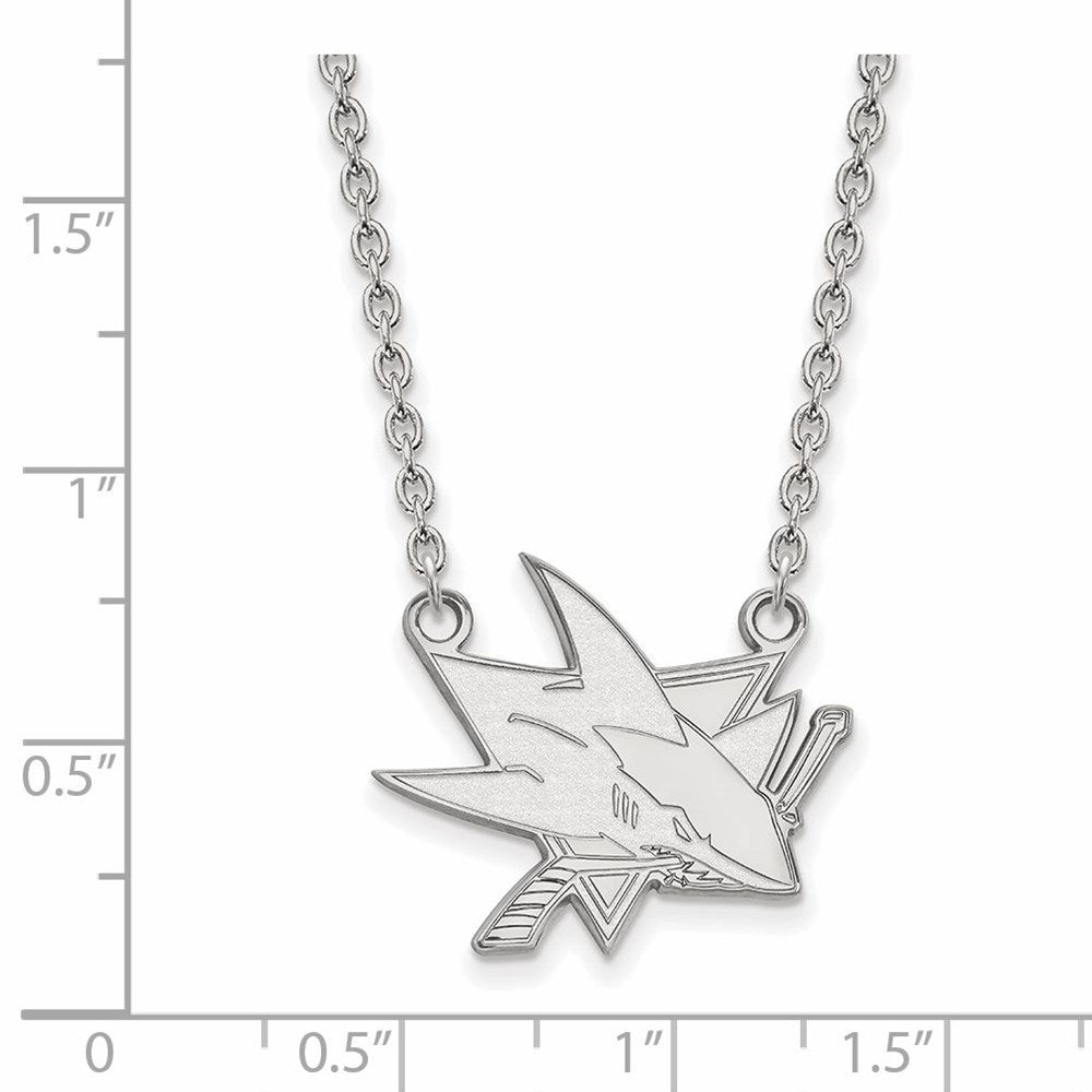 Alternate view of the Sterling Silver NHL San Jose Sharks Large Necklace, 18 Inch by The Black Bow Jewelry Co.