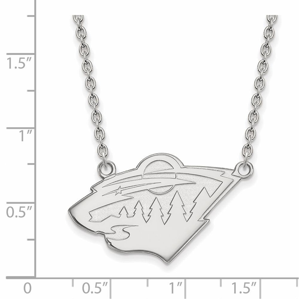 Alternate view of the Sterling Silver NHL Minnesota Wild Large Necklace, 18 Inch by The Black Bow Jewelry Co.