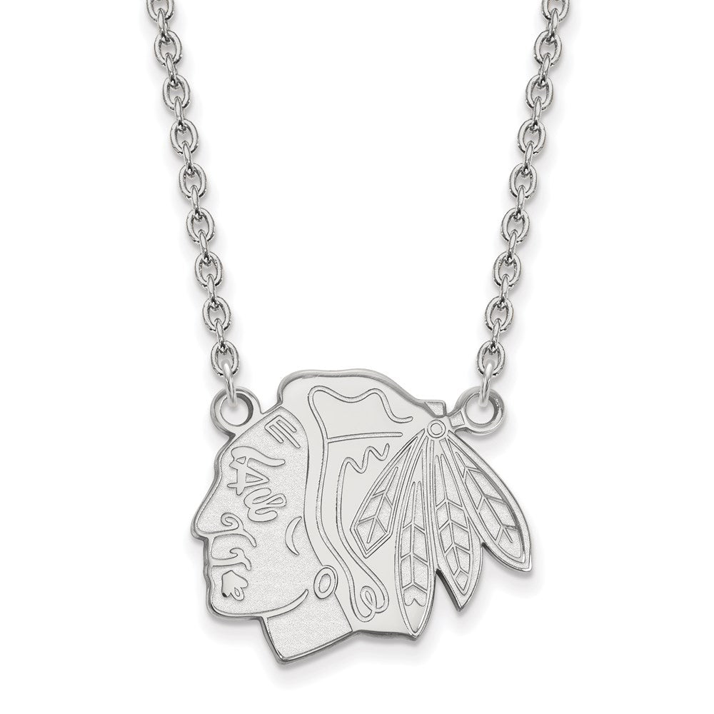 Sterling Silver NHL Chicago Blackhawks Large Necklace, 18 In, Item N22705 by The Black Bow Jewelry Co.