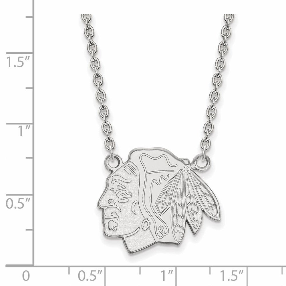 Alternate view of the Sterling Silver NHL Chicago Blackhawks Large Necklace, 18 In by The Black Bow Jewelry Co.