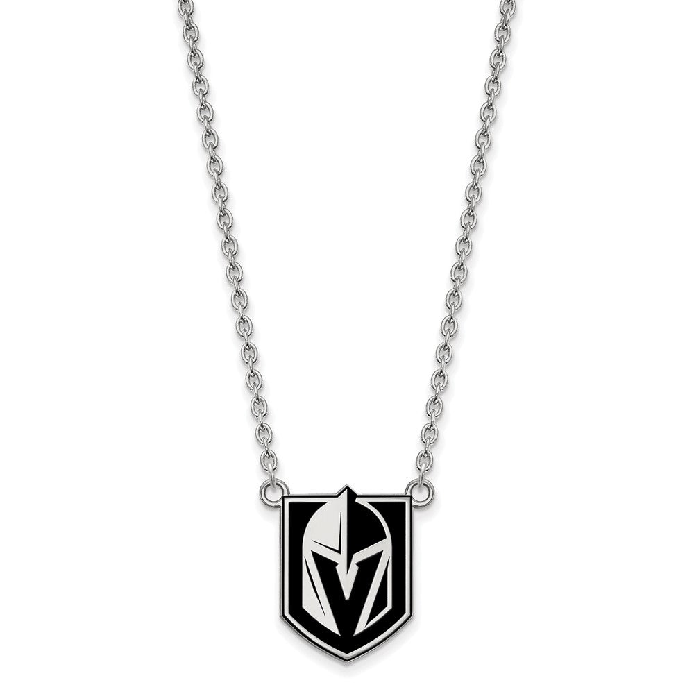 Sterling Silver NHL Golden Knights LG Epoxy Necklace, 18 In, Item N22712 by The Black Bow Jewelry Co.