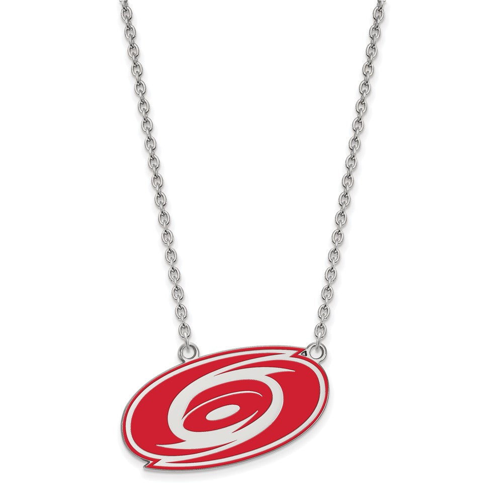 Sterling Silver NHL Hurricanes Large Enamel Necklace, 18 Inch, Item N22716 by The Black Bow Jewelry Co.