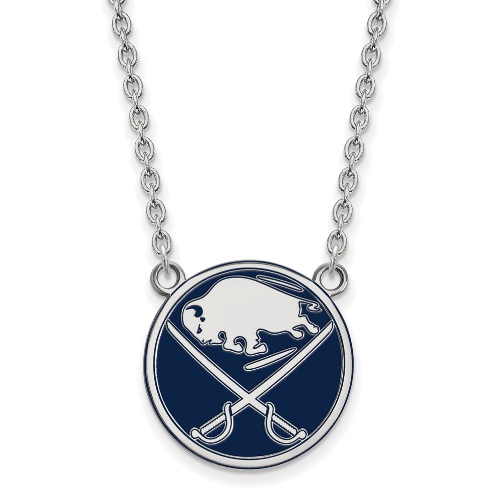 Sterling Silver NHL Buffalo Sabres LG Enamel Necklace, 18 In, Item N22724 by The Black Bow Jewelry Co.