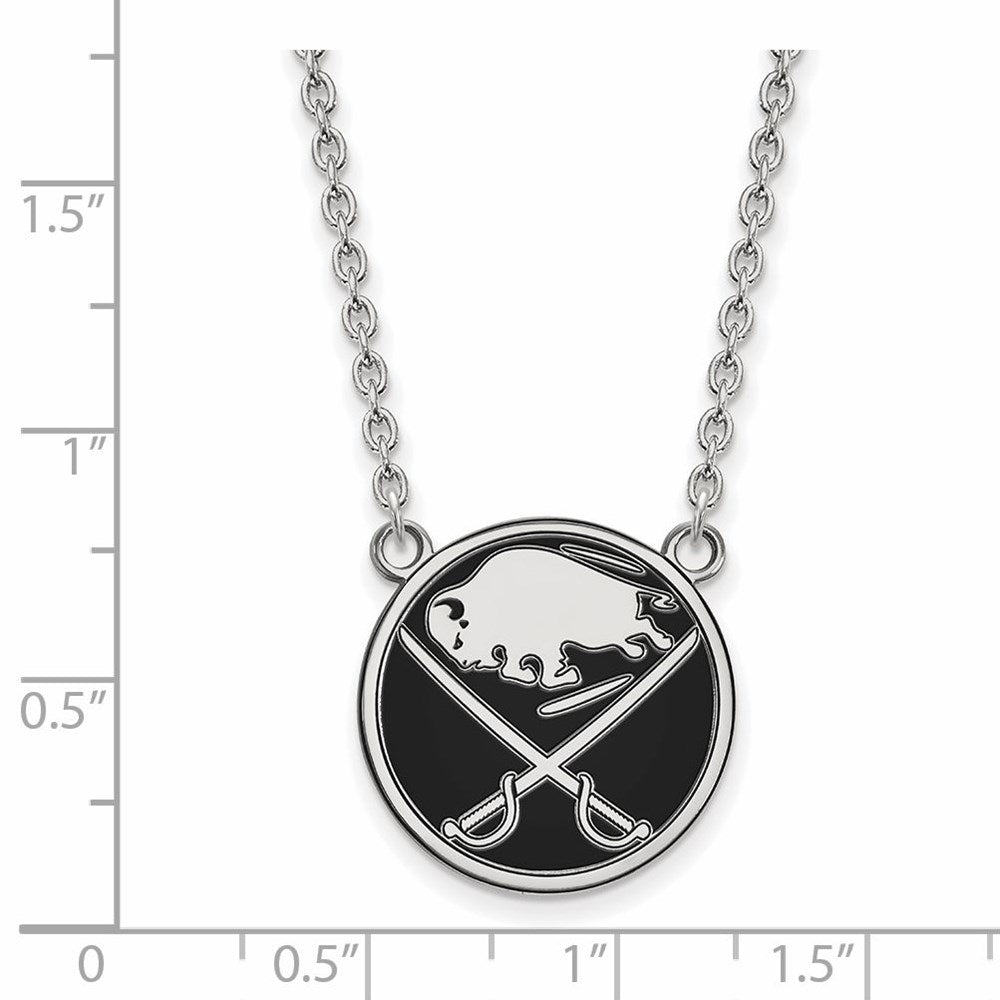 Alternate view of the Sterling Silver NHL Buffalo Sabres LG Enamel Necklace, 18 In by The Black Bow Jewelry Co.