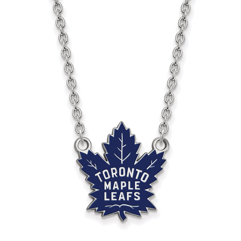 Sterling Silver NHL Maple Leafs Large Enamel Necklace, 18 Inch, Item N22734 by The Black Bow Jewelry Co.