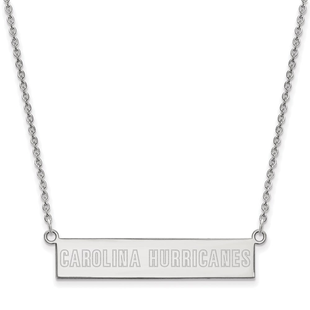 Sterling Silver NHL Hurricanes Small Bar Necklace, 18 In, Item N22742 by The Black Bow Jewelry Co.