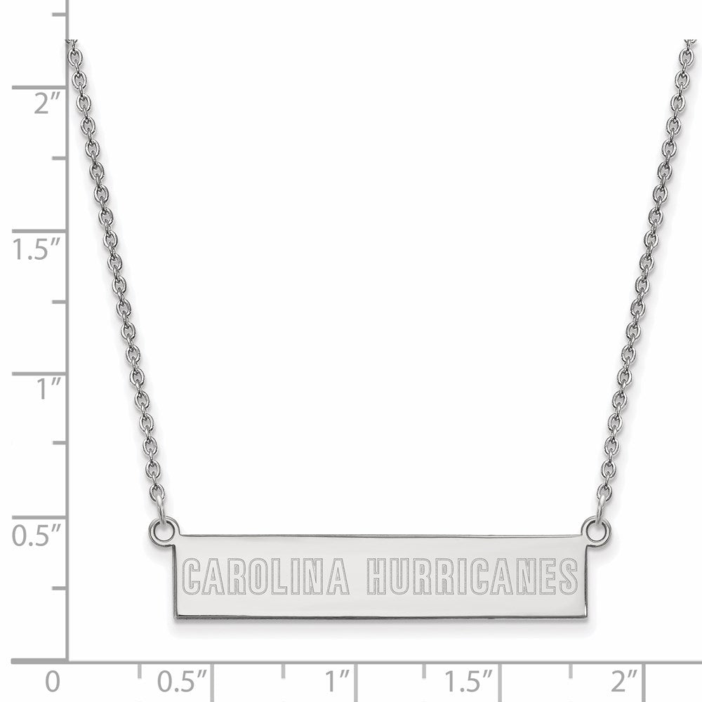 Alternate view of the Sterling Silver NHL Hurricanes Small Bar Necklace, 18 In by The Black Bow Jewelry Co.