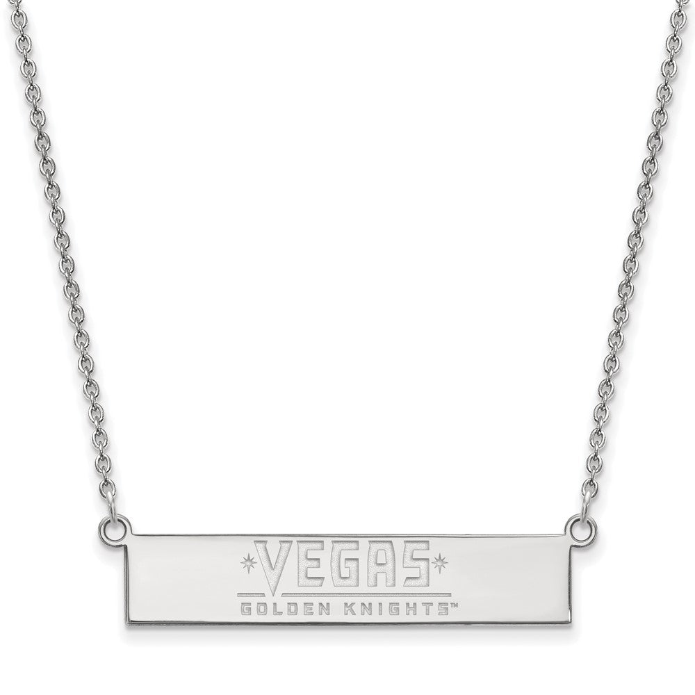 Sterling Silver NHL Golden Knights SM Bar Necklace, 18 In, Item N22748 by The Black Bow Jewelry Co.