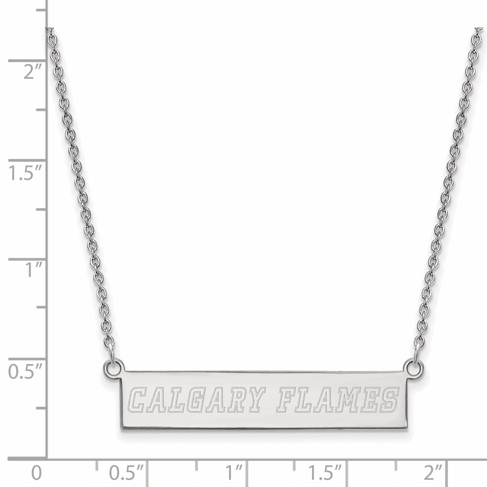 Alternate view of the Sterling Silver NHL Calgary Flames SM Bar Necklace, 18 In by The Black Bow Jewelry Co.